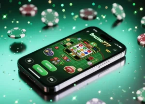 Interfaz de la plataforma Brazino777 en el celular, destacando sus juegos de casino.
