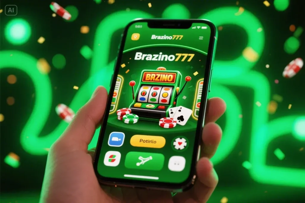 Vista de la aplicación Brazino777 desde un móvil mostrando la página principal del casino.